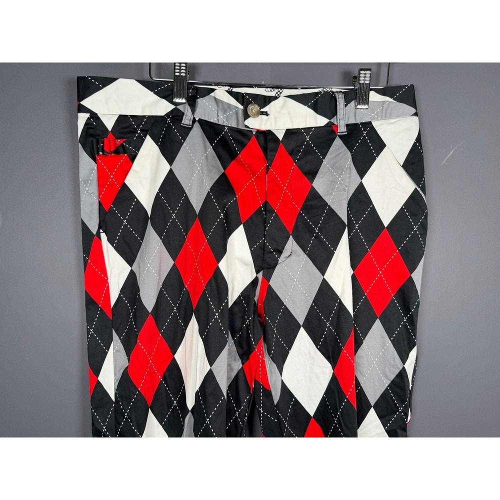 Royal & Awesome Mens 34/30 Argyle Golf Pants Red Black Diamond in the Rough